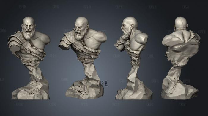 Kratos God of War bust 2 3d stl модель для ЧПУ