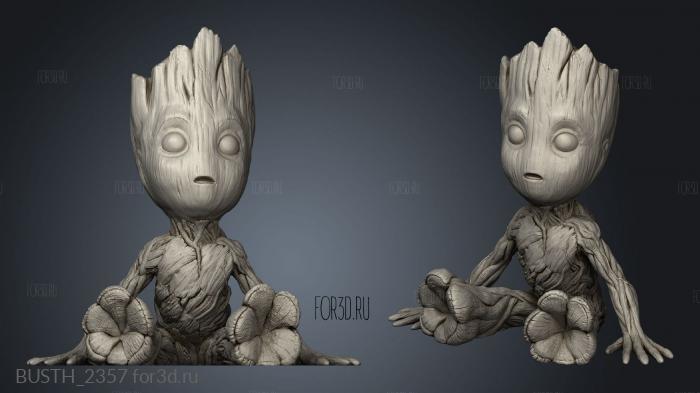 Baby Groot stl model for CNC