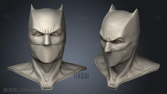 BATMAN batfleck cowl stl model for CNC