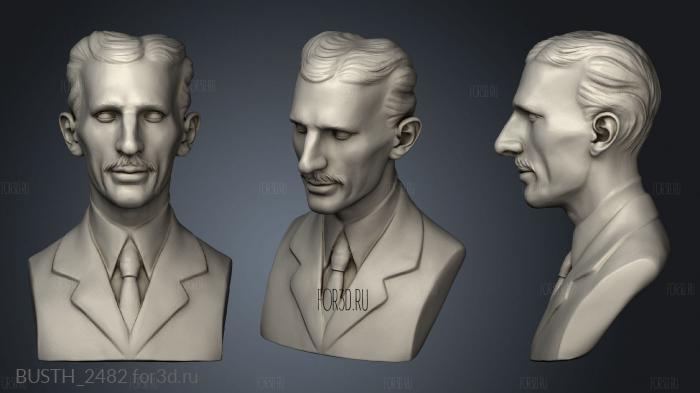 Bust Nikola Tesla stl model for CNC