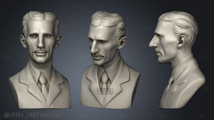 Bust Nikola Tesla stl model for CNC