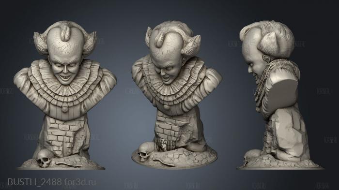 Bust Pennywise platform stl model for CNC