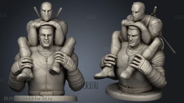 Colossus and Deadpool Statue DP Half HIRES stl model for CNC