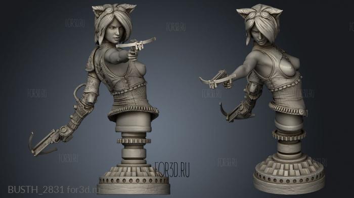 Felicia cat girl stl model for CNC