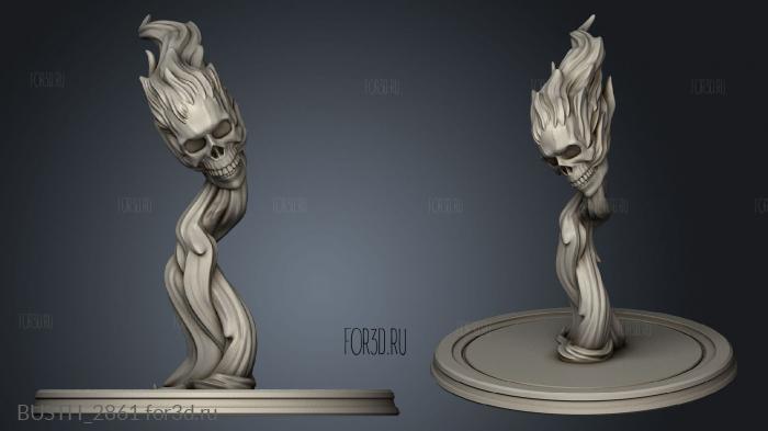 Flame Skull stl model for CNC