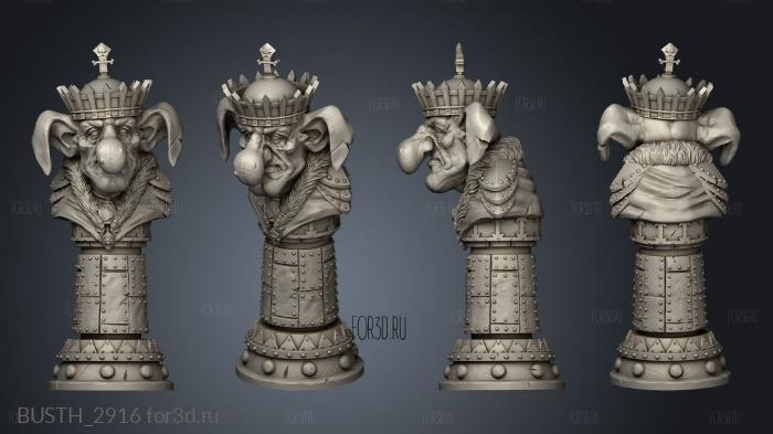 Goblin Chess King SUPS stl model for CNC