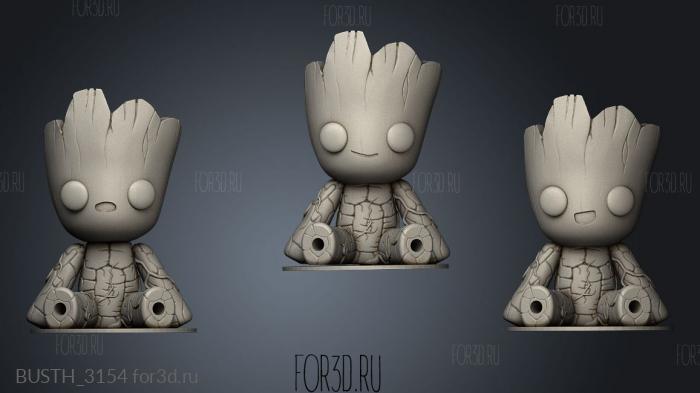 MARVEL Groot the articulated Planter stl model for CNC