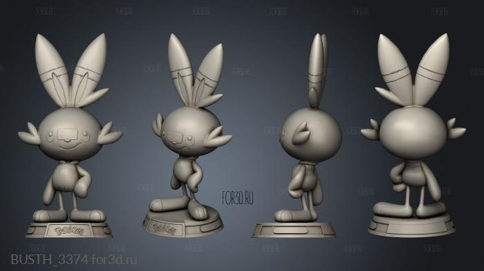 Scorbunny Pokemon stl model for CNC