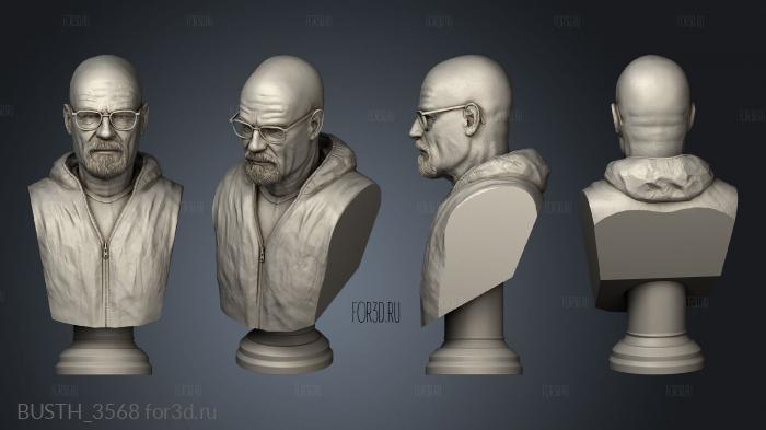 Walter White Breaking Bad with Thicker glasses stl model for CNC