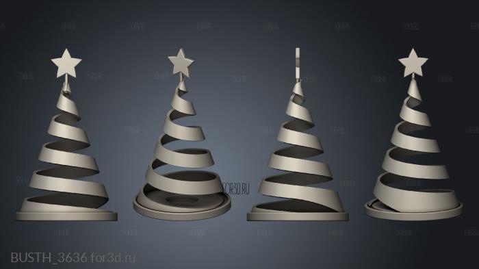 stylized Christmas Tree Candle Holder stl model for CNC