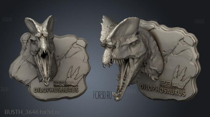 Dilophosaurus head 3 stl model for CNC