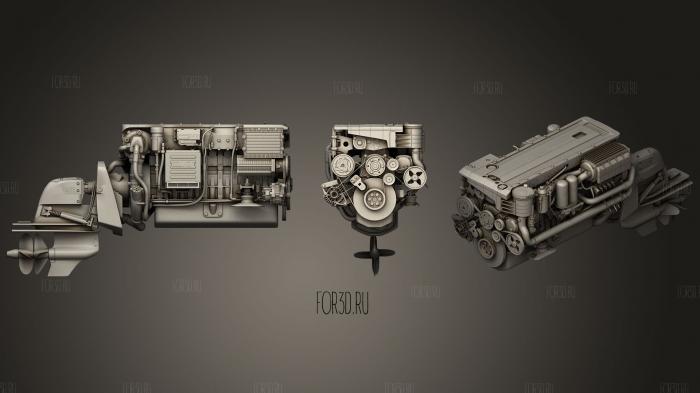 Volvo Penta Marine Engine stl model for CNC