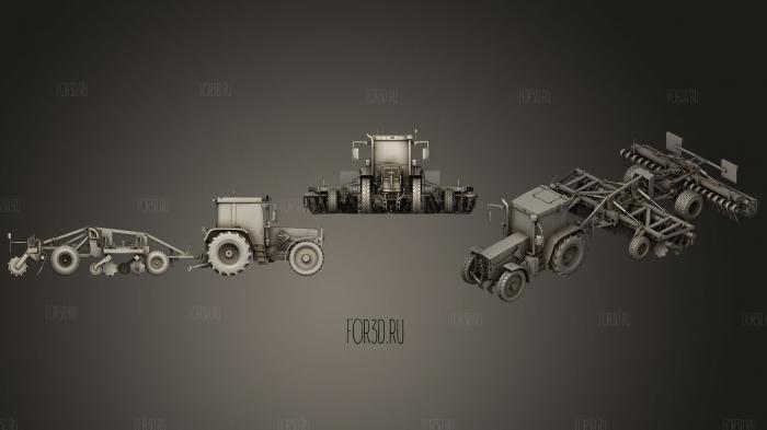 3D Tractor with Disc Harrow 2 stl model for CNC