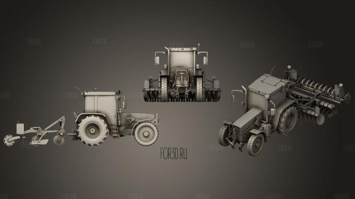 Tractor with Disc Harrow stl model for CNC