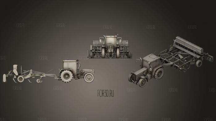 Tractor with Seed Drill 3d stl модель для ЧПУ