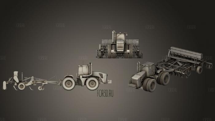 Tractor with Seed Drill 6 stl model for CNC