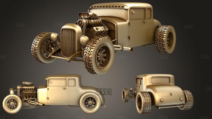 Fallout Style Hot Rod stl model for CNC