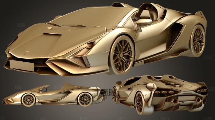 Lamborghini sian roadster 2021 stl model for CNC