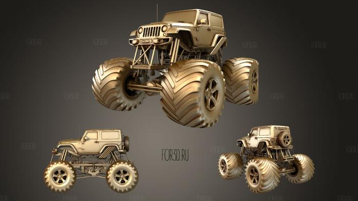 Monster Truck Jeep Wrangler Rubicon Recon Fbx stl model for CNC