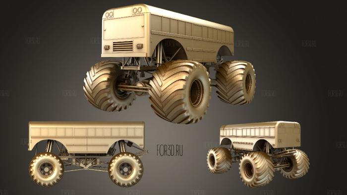 Monster truck school bus stl model for CNC