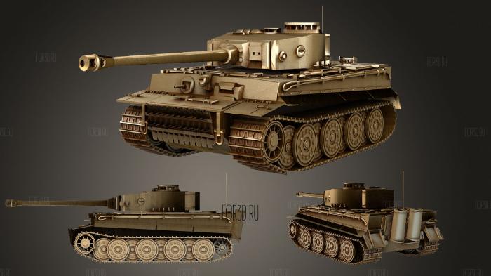 Tiger 1 Tank ww2 German Army stl model for CNC