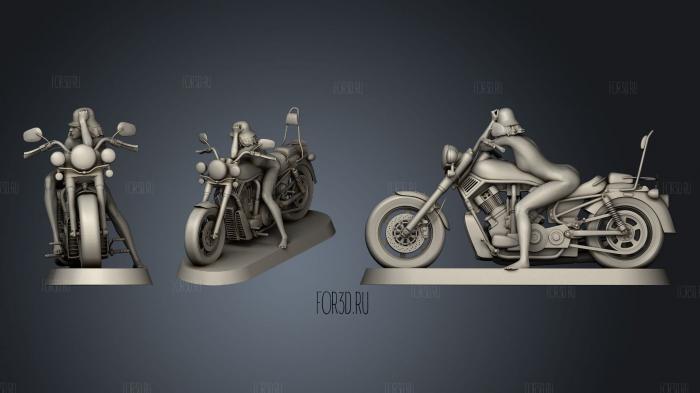 Biker girl with base fixed stl model for CNC