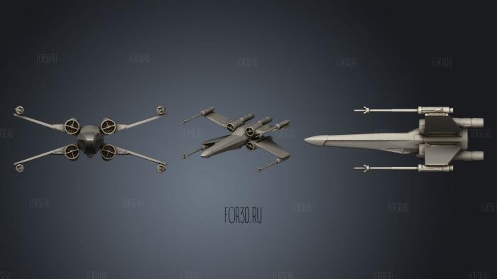 Star Wars X Wing S foils in attack position stl model for CNC