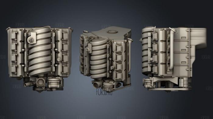 V8 Car Engine 2 3d stl модель для ЧПУ