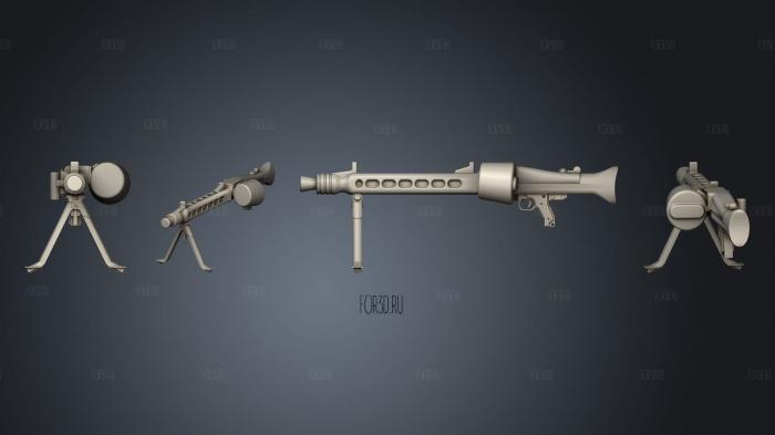 MG 42 drum open bipod stl model for CNC