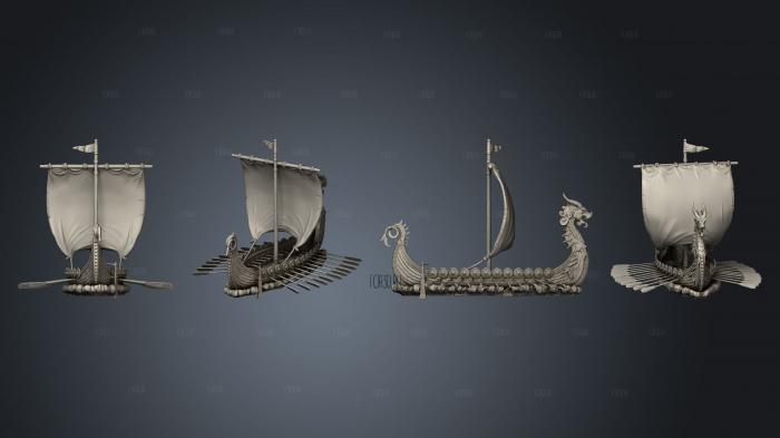 Norse Raiders Viking Longboat Hamingja stl model for CNC