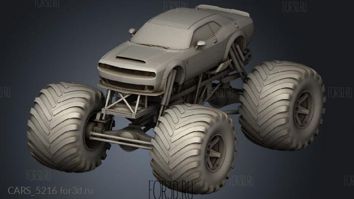 Monster Truck Dodge Challenger stl model for CNC