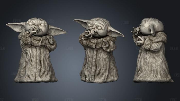 Angry baby yoda stl model for CNC