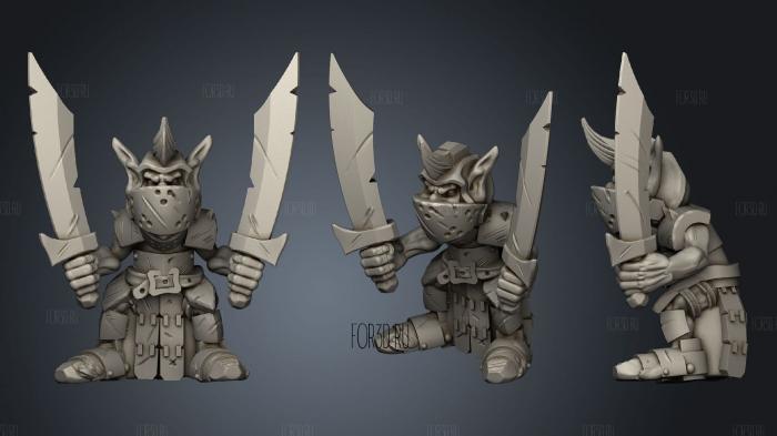 Armored Goblin with sword stl model for CNC