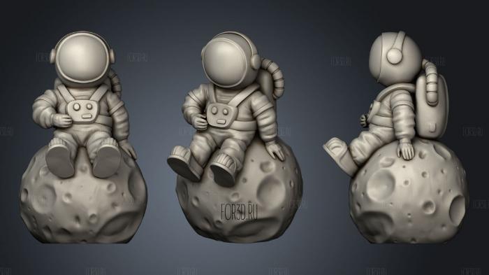 Астронавт, сидящий на Луне 3d stl модель для ЧПУ