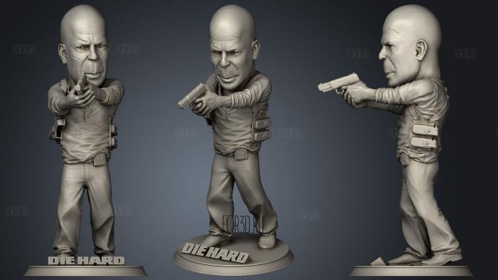 Bruce Willis Figure Die Hard chibi 3d stl модель для ЧПУ