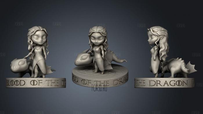 Daenerys and Drogon Chibi 2 stl model for CNC
