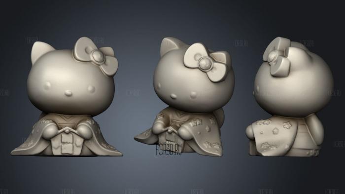 Hello Kitty in Kimono Figure stl model for CNC