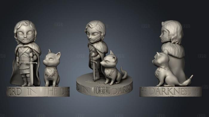 Jon Snow and Ghost Chibi 2 stl model for CNC