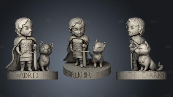 Jon Snow and Ghost Chibii stl model for CNC