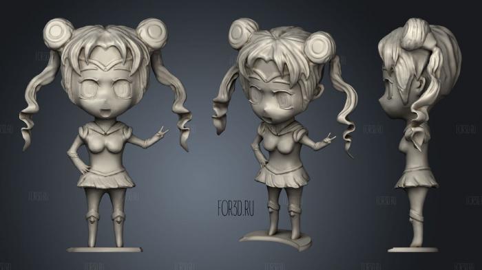 Sailor moon chibi 3d stl модель для ЧПУ