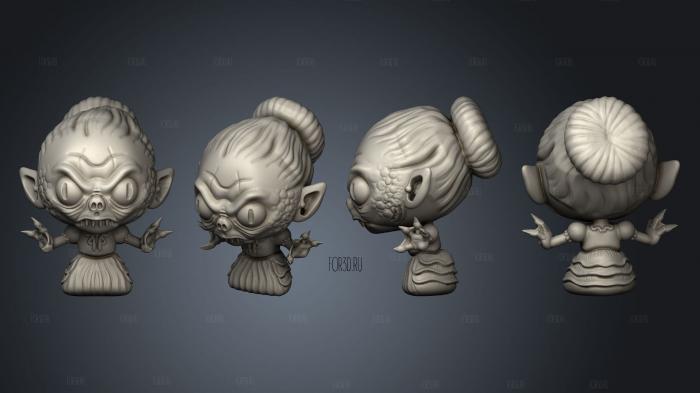 Chibi Cthulhu Innsmouth female stl model for CNC