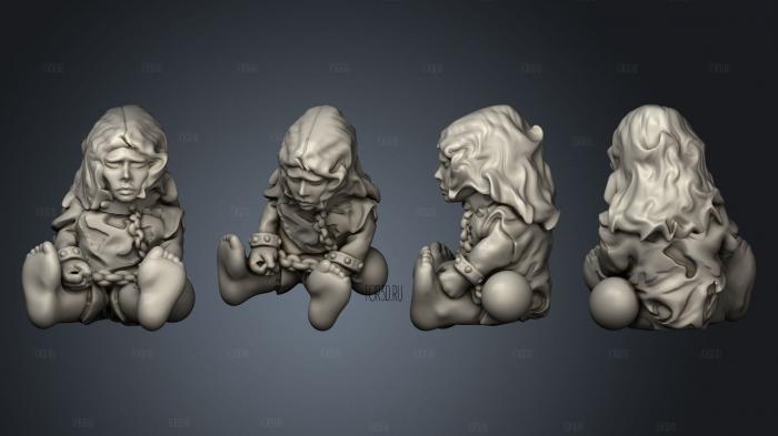 Dwarf Female Slave Exhausted and Ballnchained stl model for CNC