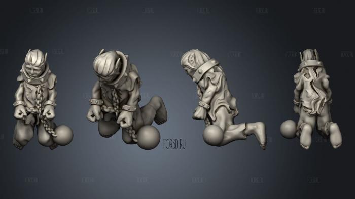 Elf Male Slave Crouched and Chained stl model for CNC