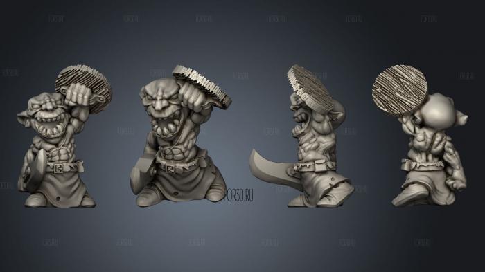 Goblins W sheilds Pose 2 stl model for CNC