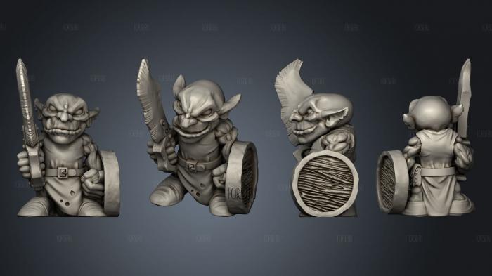 Goblins W sheilds Pose 3 stl model for CNC