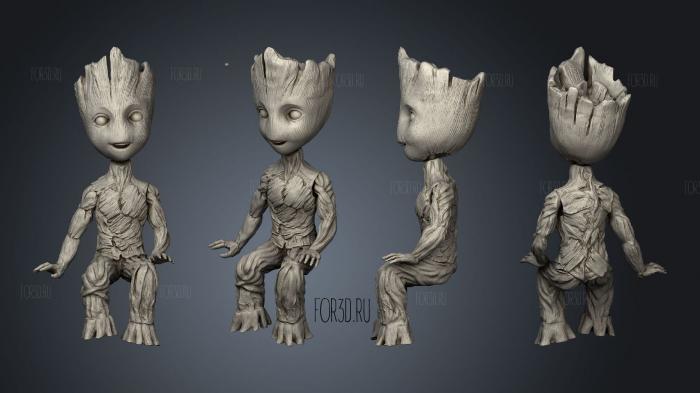 Hello Baby Groot stl model for CNC
