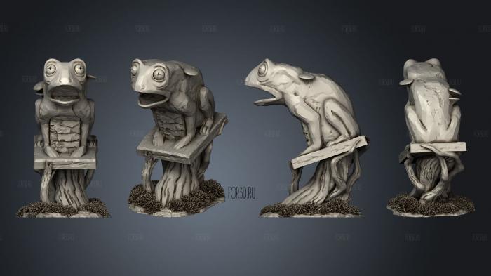 Hens Son Frog Statue Awake v 1 4 stl model for CNC