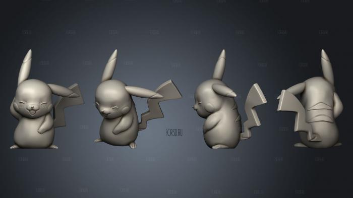 Pikachu and 2 Embarrised stl model for CNC