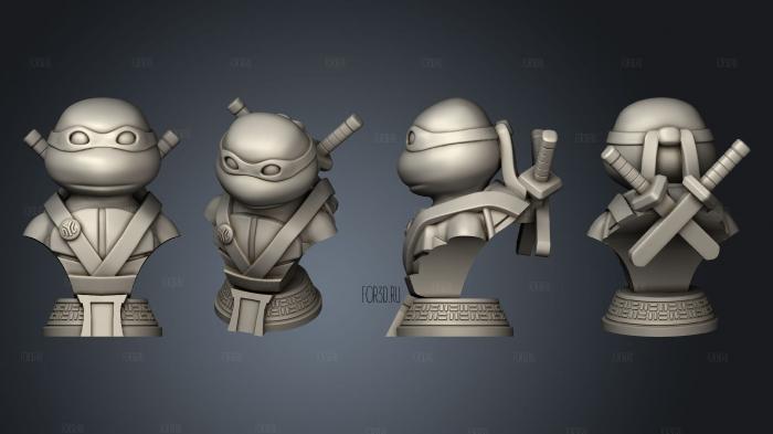 Turtle Warrior with Swords Bust and a Container Base stl model for CNC