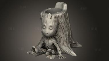 Держатель Для Карандашей Baby Groot 3d stl модель для ЧПУ